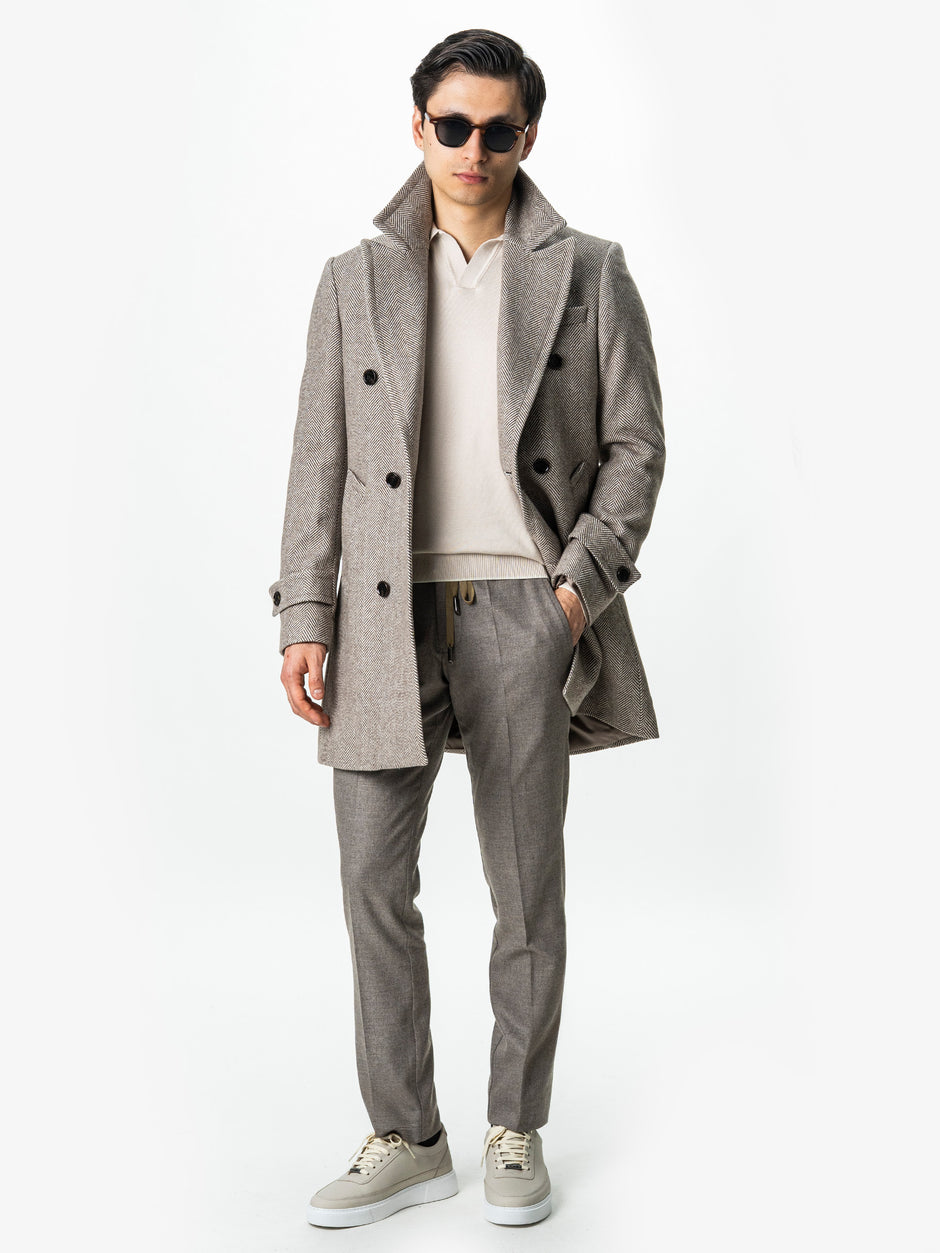 Pulover Polo Barbati Crem Din Bumbac Natural BMan0031 (2)