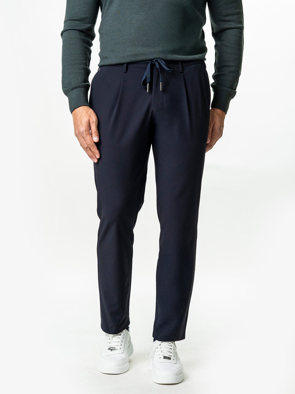 Pantaloni Flexo Cu Snur Barbati Bleumarin Din Spandex Milano BMan0100 (4)