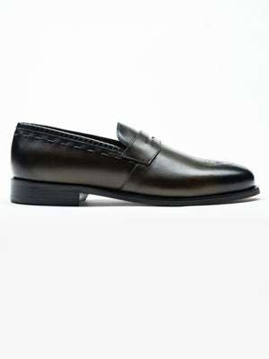 Mocasini Verde Kaki Barbati Din Piele Naturala Penny Loafers Bman186
