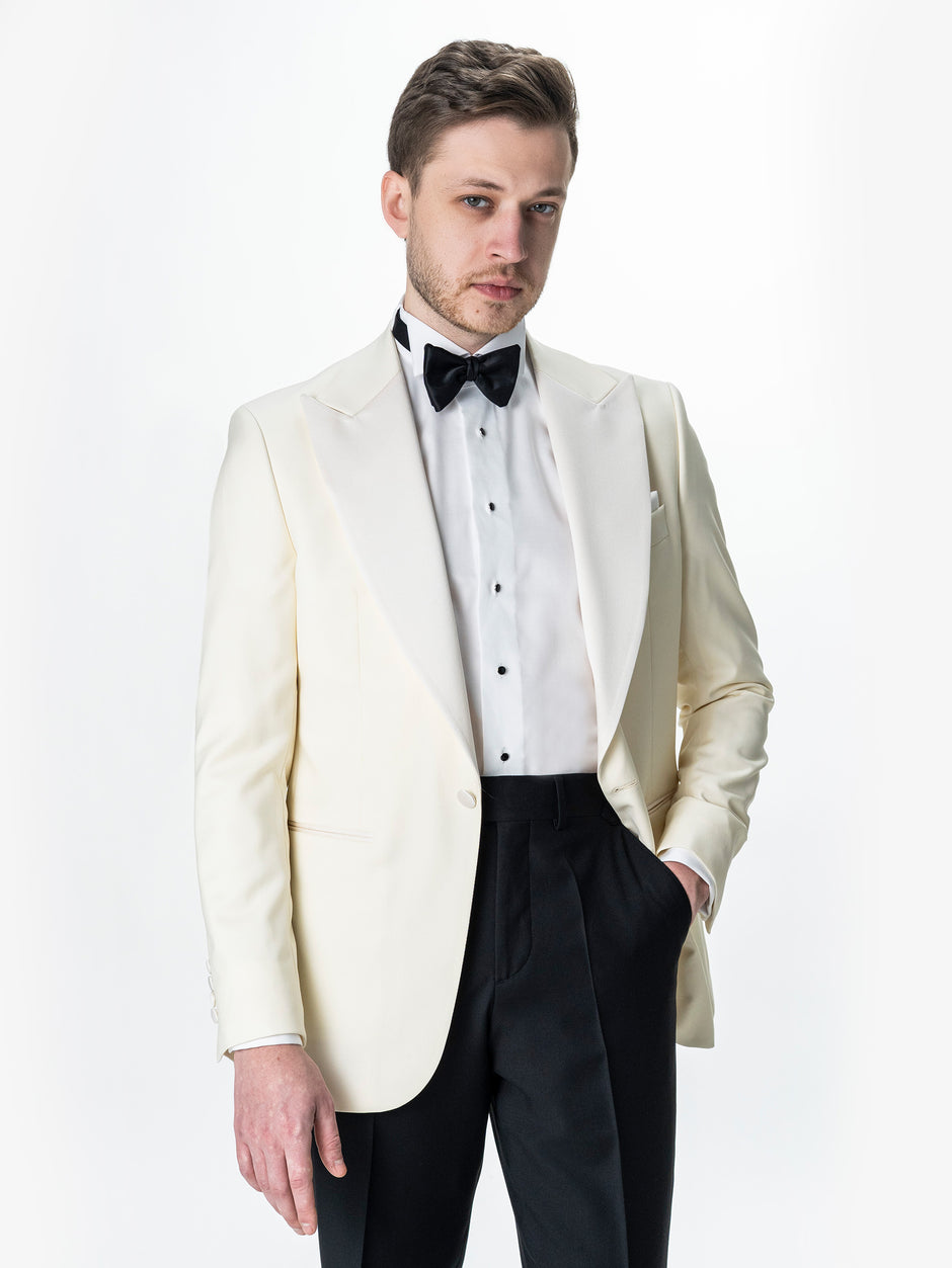 Costum Barbati Ceremonie Smoking Crem Lana Vitale Barberis Super110 BMan341 (4)