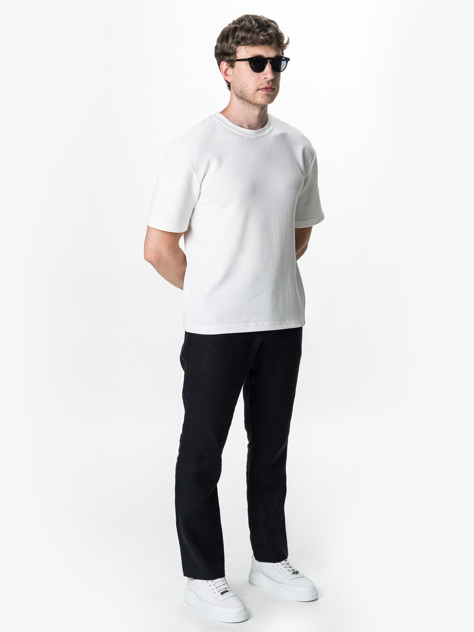 Tricou Simplu Barbati Alb Oversize 100% Bumbac Natural BMan0001 (6)