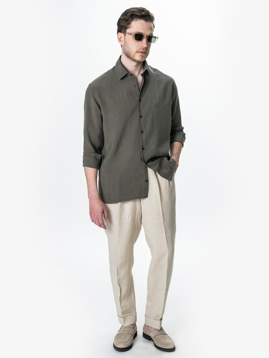 Camasa Barbati Verde Comfort Fit Tesatura Modal BMan0100 (5)