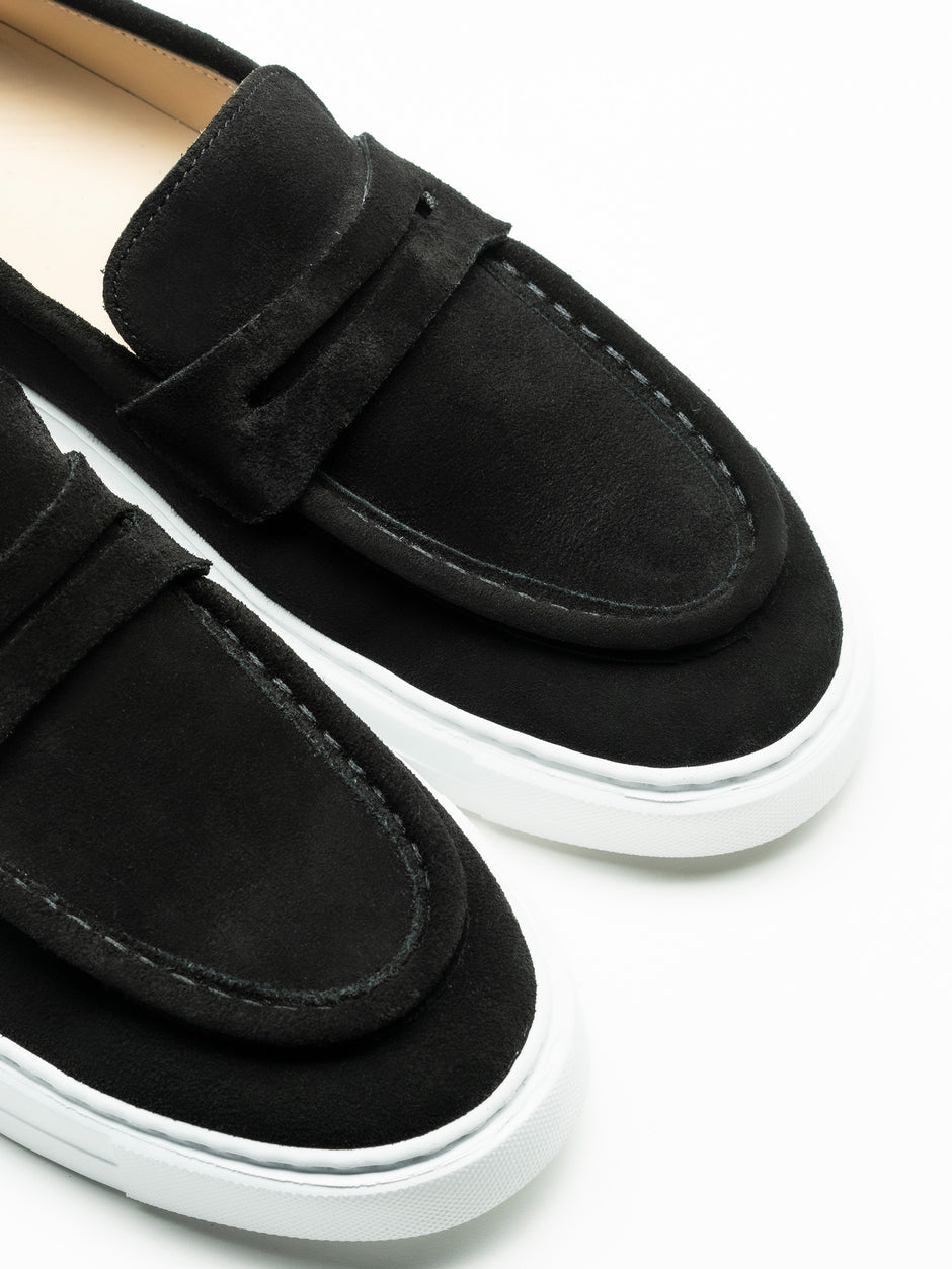 Mocasini Smart Casual Negri Barbati Piele Intoarsa Naturala BMan217 (3)