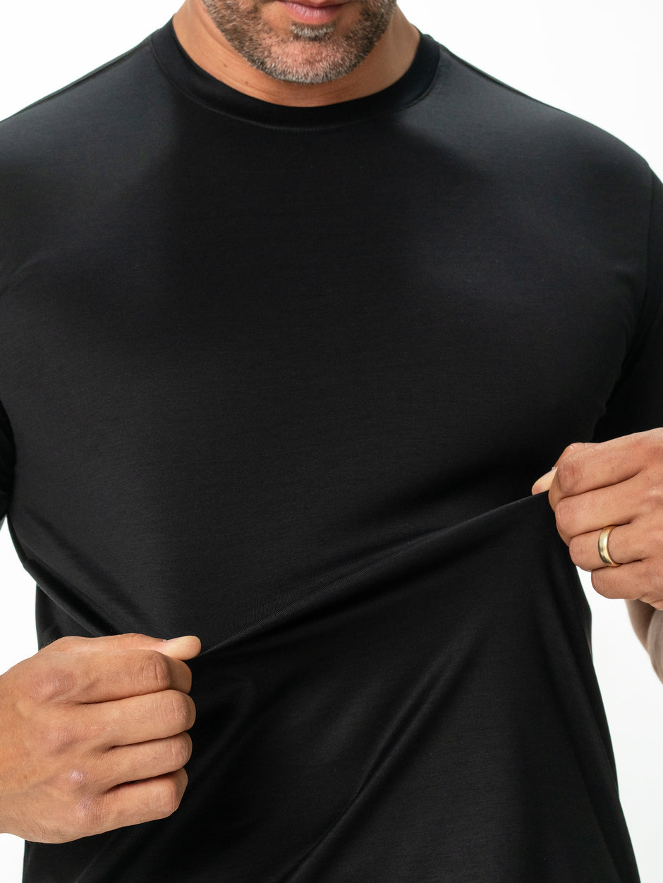 Tricou Premium Barbati Negru 100% Bumbac Egiptean Dublu Mercerizat BMan278 (4)