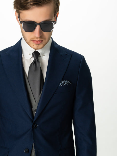 Sacou Barbati Bleumarin Ocazie & Smart Casual Rever Ascutit BMan0005 (2)