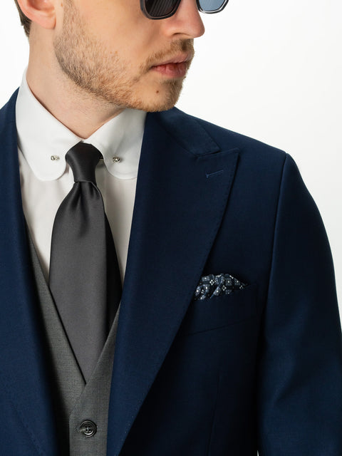 Sacou Barbati Bleumarin Ocazie & Smart Casual Rever Ascutit BMan0005 (5)