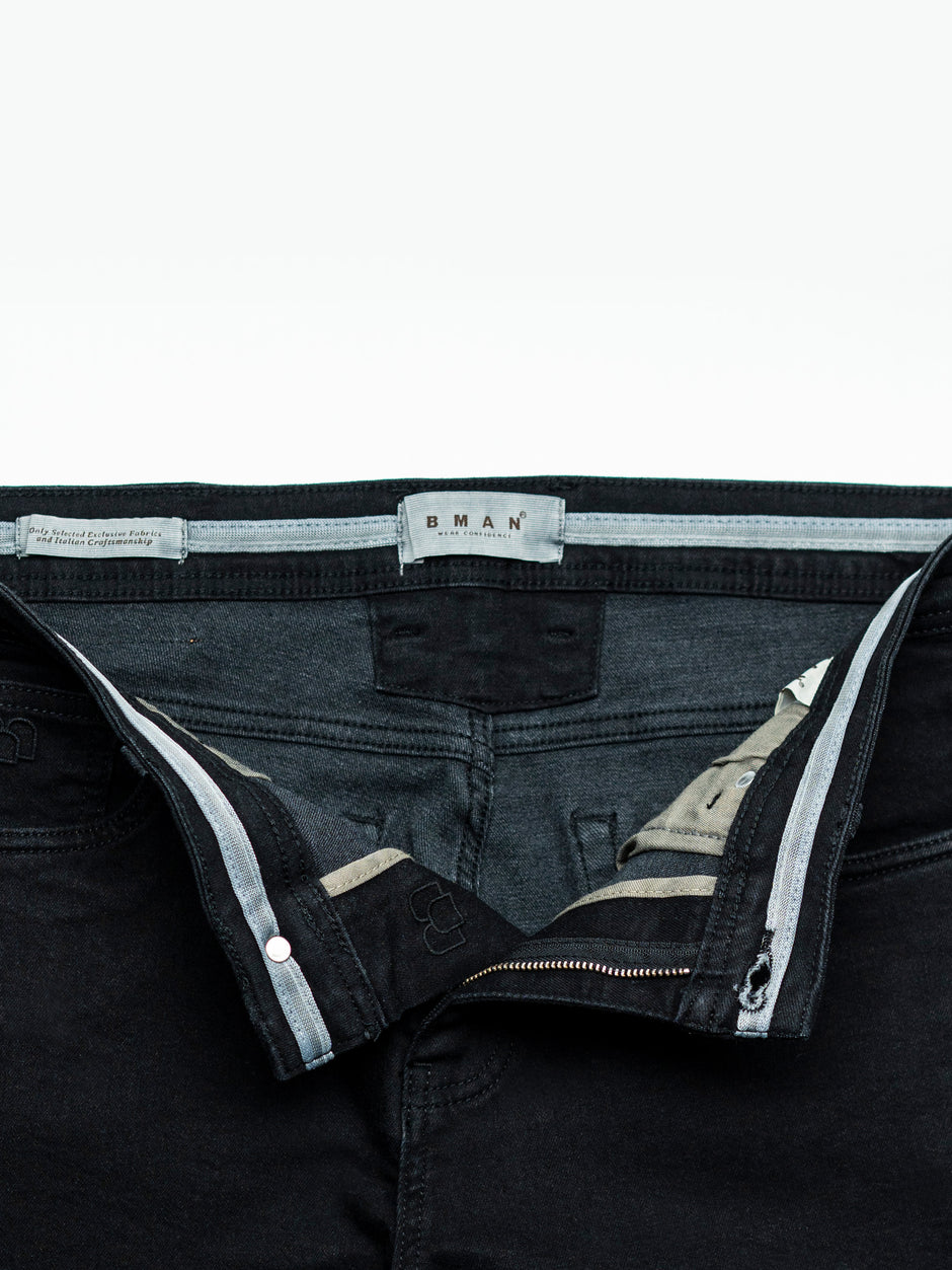 Blugi Barbati Negru Mat Simplu Comfort Fit All Season BMan0001 (10)