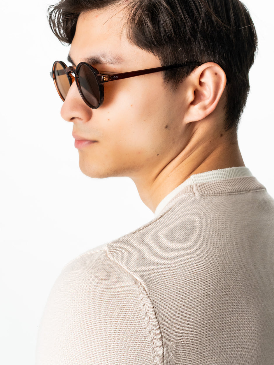 Pulover Barbati Modern Casual Crem Cu Extensie Alba Bumbac Premium Levent Cottone Toamna&Iarna  BMan0011 (8)