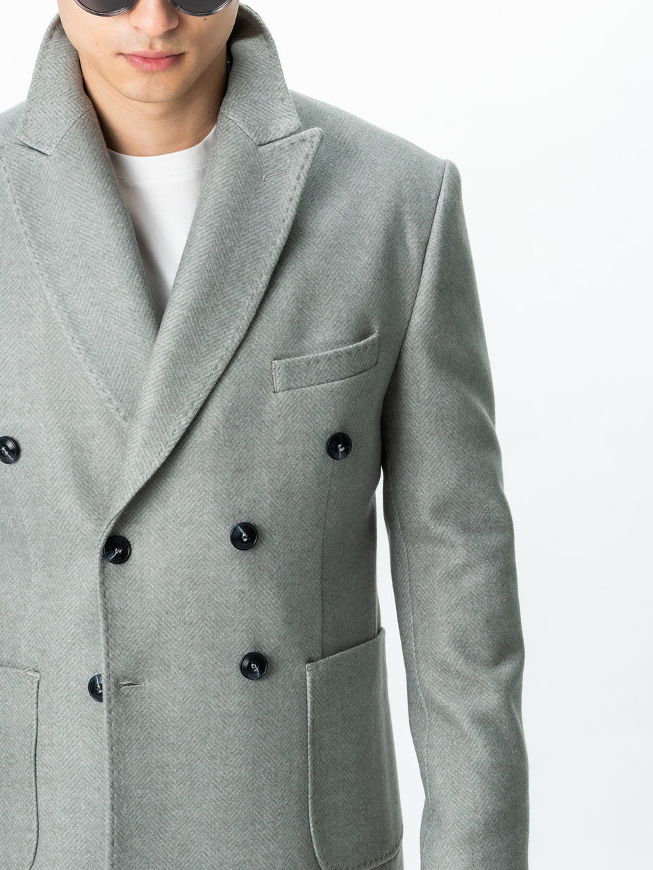 Palton Barbati Gri Din Lana Imprimeu Herringbone Bman118 (2)