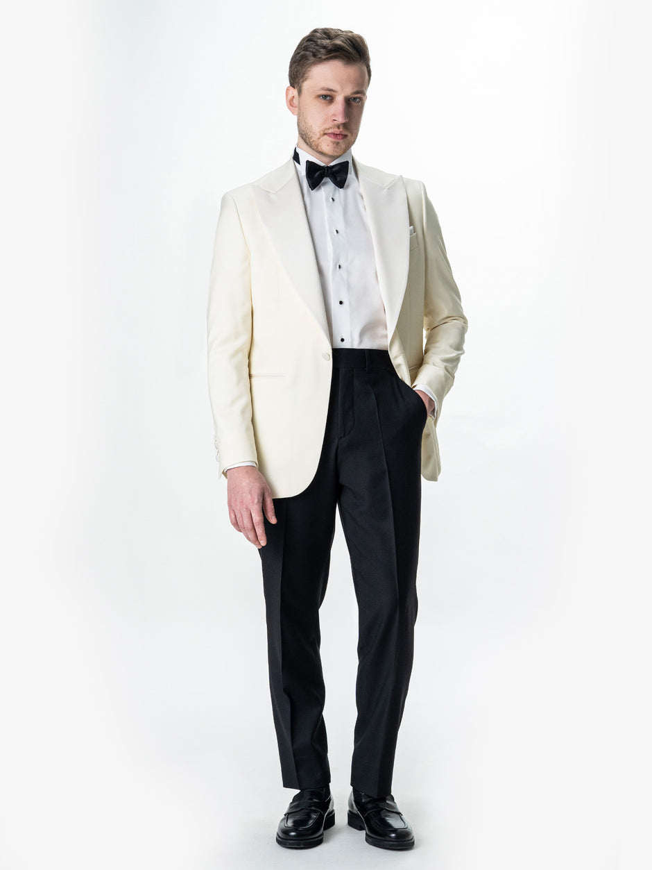 Costum Barbati Ceremonie Smoking Crem Lana Vitale Barberis Super110 BMan341 (1)