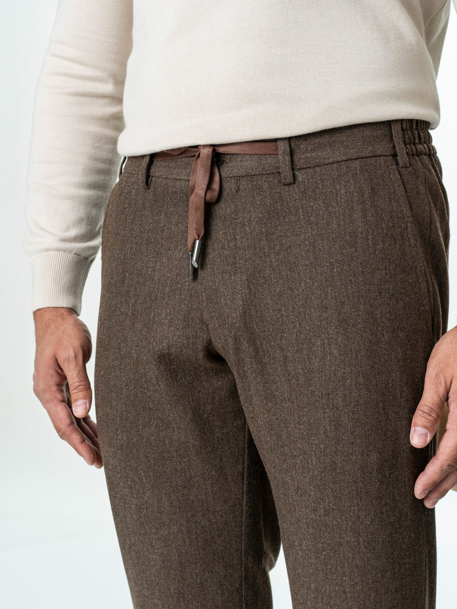 Pantaloni Barbati Cafenii Din Lana Cu Sistem Dublu De Inchidere BMan0015 (7)