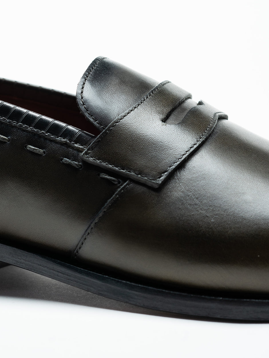 Mocasini Verde Kaki Barbati Din Piele Naturala Penny Loafers Bman186 (3)