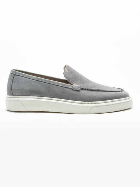 Mocasini Smart Casual Barbati Gri Din Piele Intoarsa BMan223