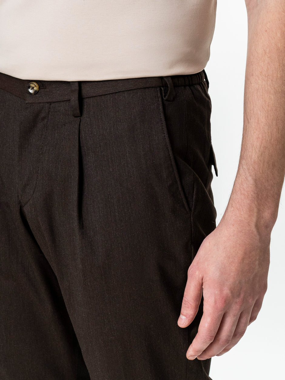 Pantaloni Vara Barbati Casual Cafenii Amestec Lana BMan0104 (10)