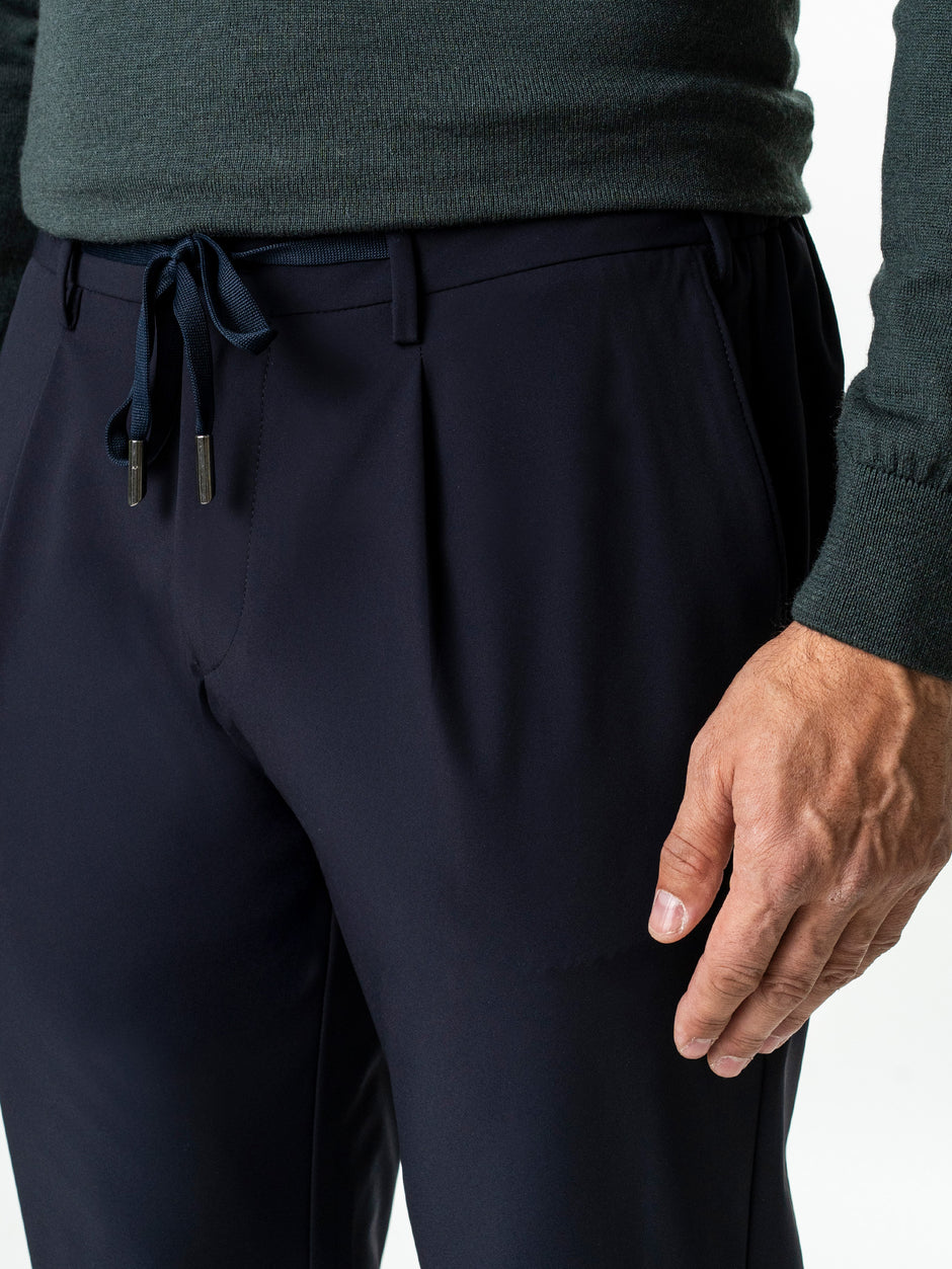 Pantaloni Flexo Cu Snur Barbati Bleumarin Din Spandex Milano BMan0100 (5)