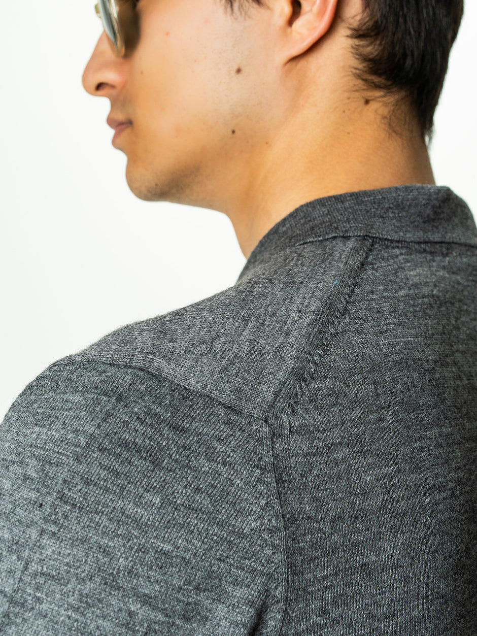 Pulover Barbati Gri Inchis Polo Din Lana Merinos BMan0051 (6)