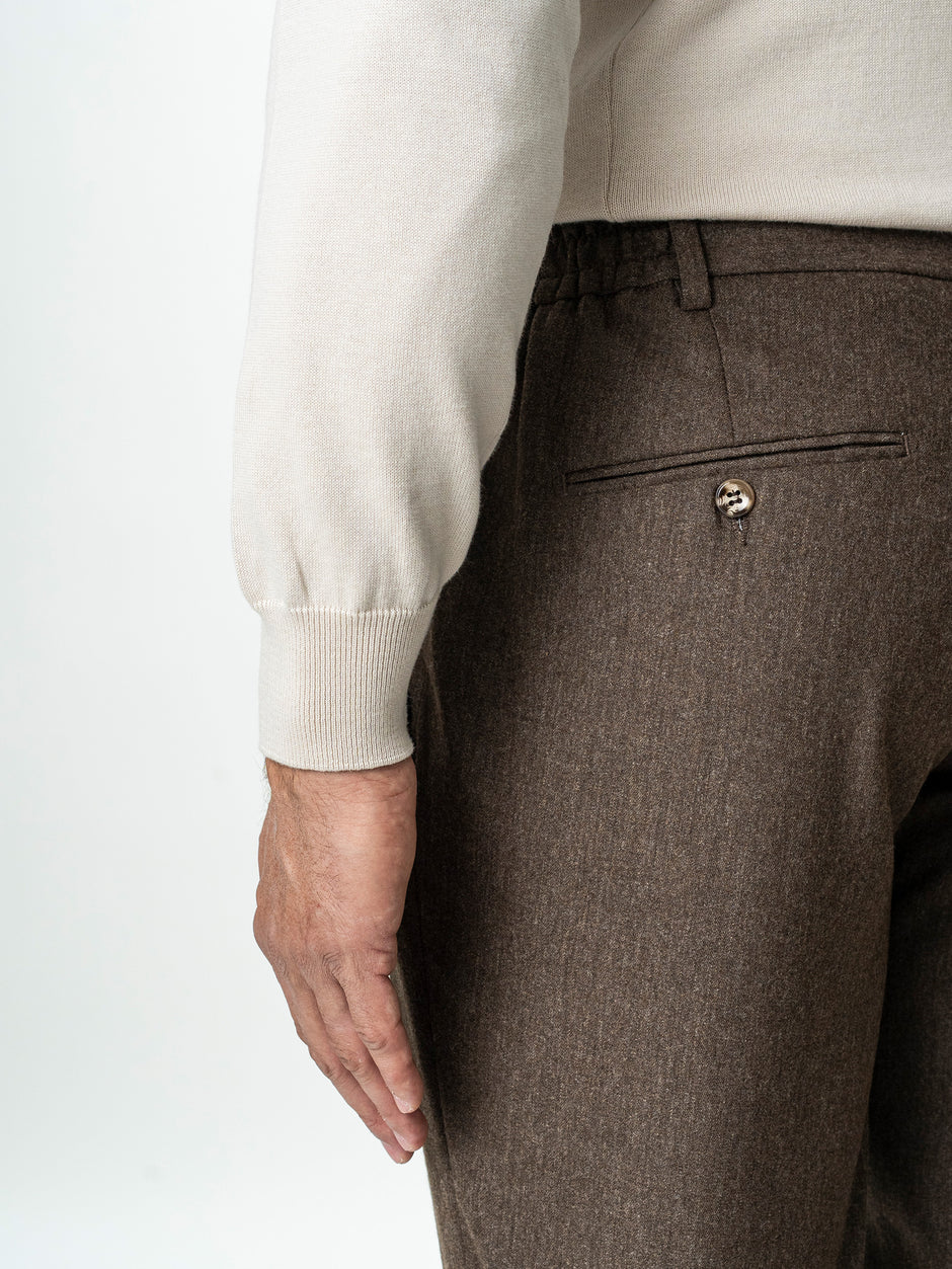 Pantaloni Barbati Cafenii Din Lana Cu Sistem Dublu De Inchidere BMan0015 (8)