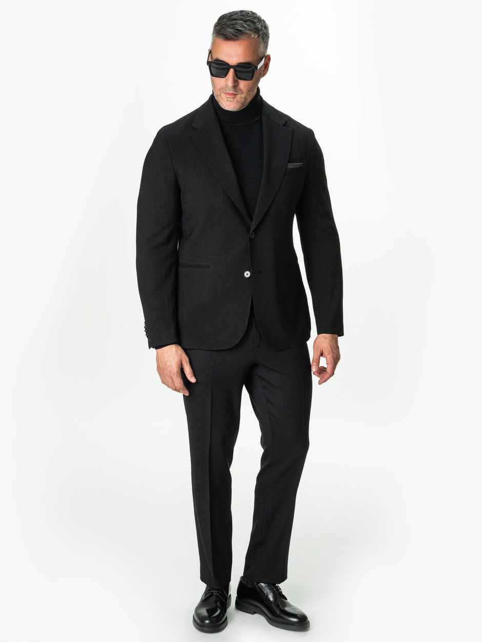 Costum Negru Barbati Oxford 100% Lana Vitale Barberis Super 110's BMan0054 (9)