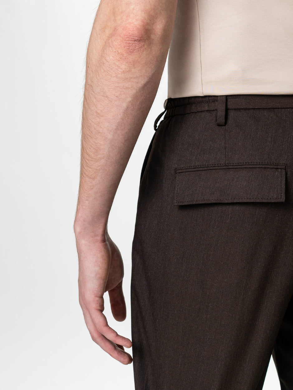 Pantaloni Vara Barbati Casual Cafenii Amestec Lana BMan0104 (5)