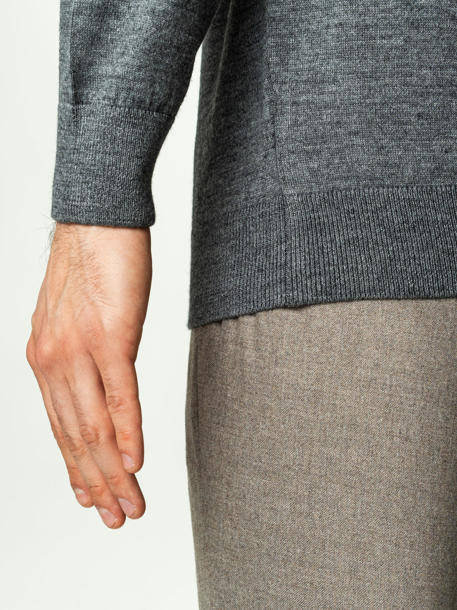 Pulover Barbati Gri Inchis Polo Din Lana Merinos BMan0051 (7)