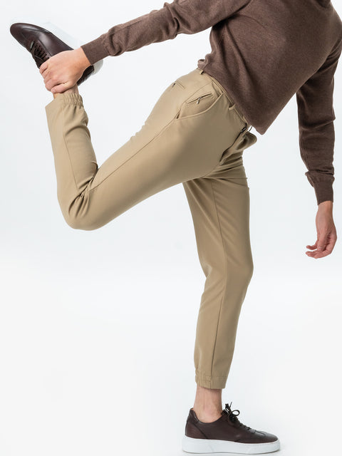 Pantaloni Barbati Bej Casual & Smart Casual Premium Flexo Din Spandex Milano BMan721 (7)