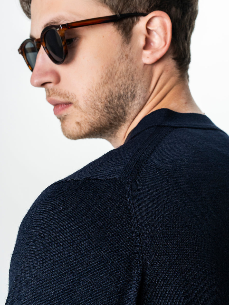 Pulover Bleumarin Barbati Cu Nasturi Tip Cardigan BMan0038 (7)