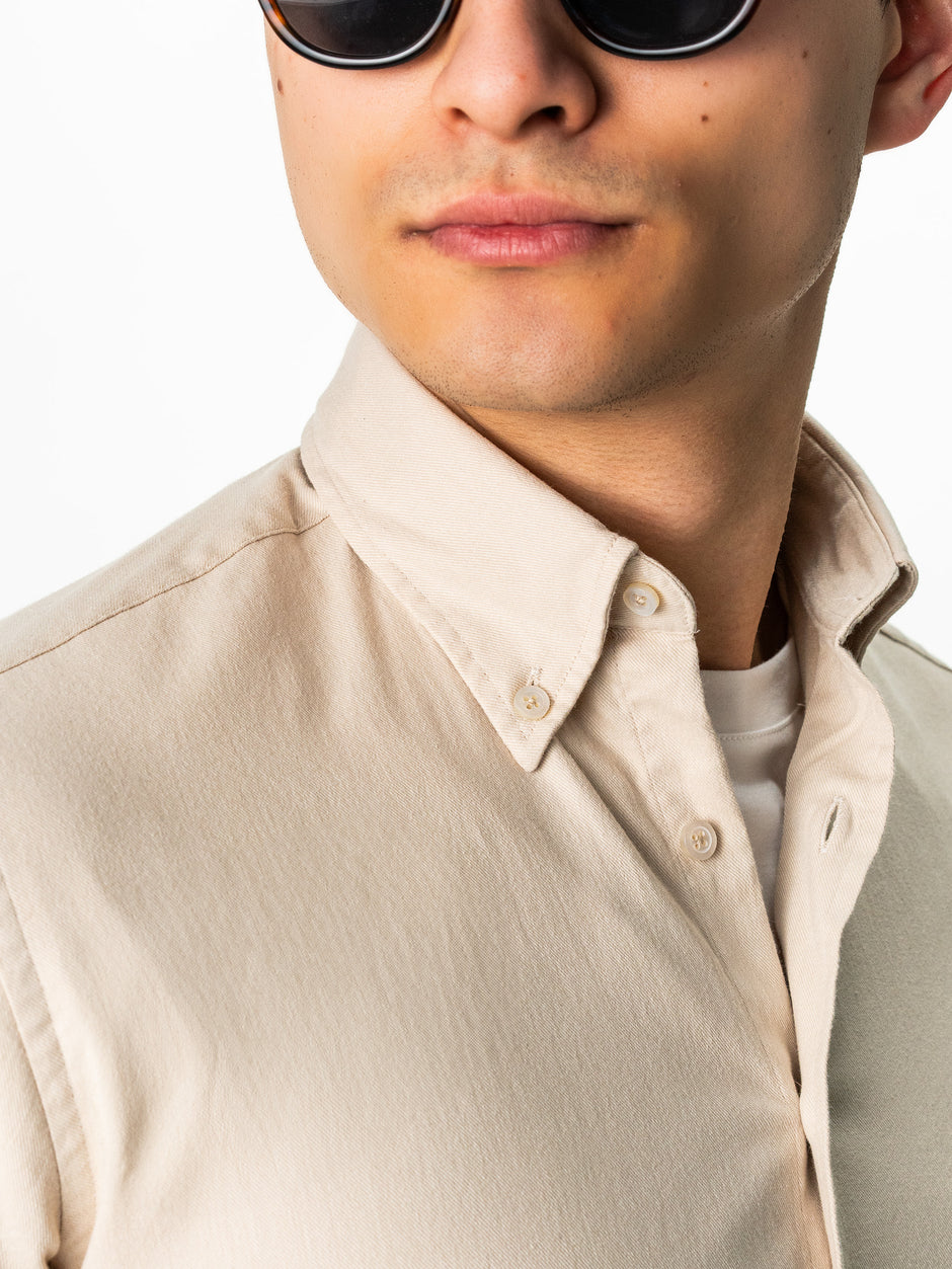 Camasa Barbati Casual Crem Din Bumbac Natural Tip Flanel BMan0037 (5)