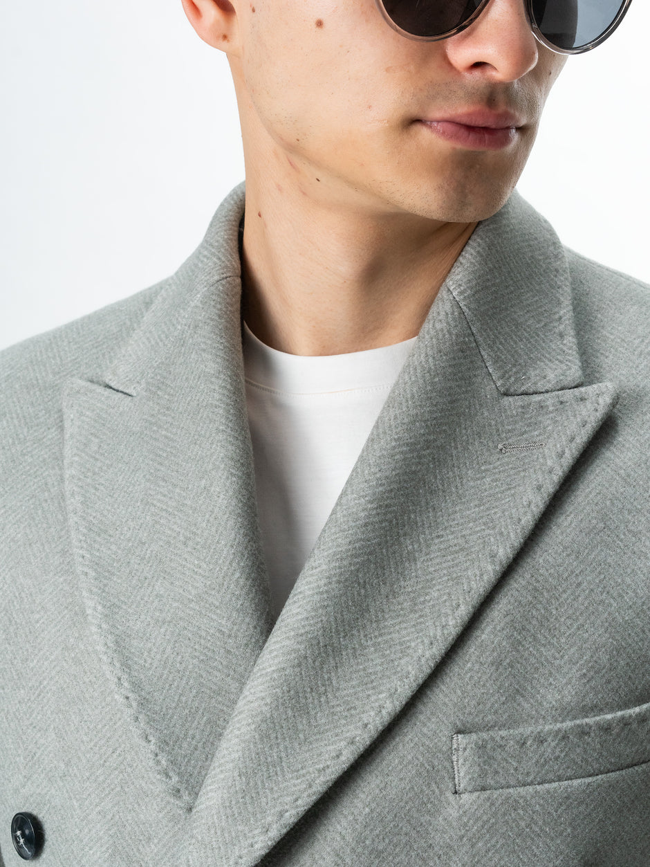 Palton Barbati Gri Din Lana Imprimeu Herringbone Bman118 (5)