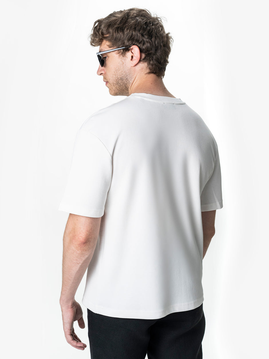 Tricou Simplu Barbati Alb Oversize 100% Bumbac Natural BMan0001 (8)