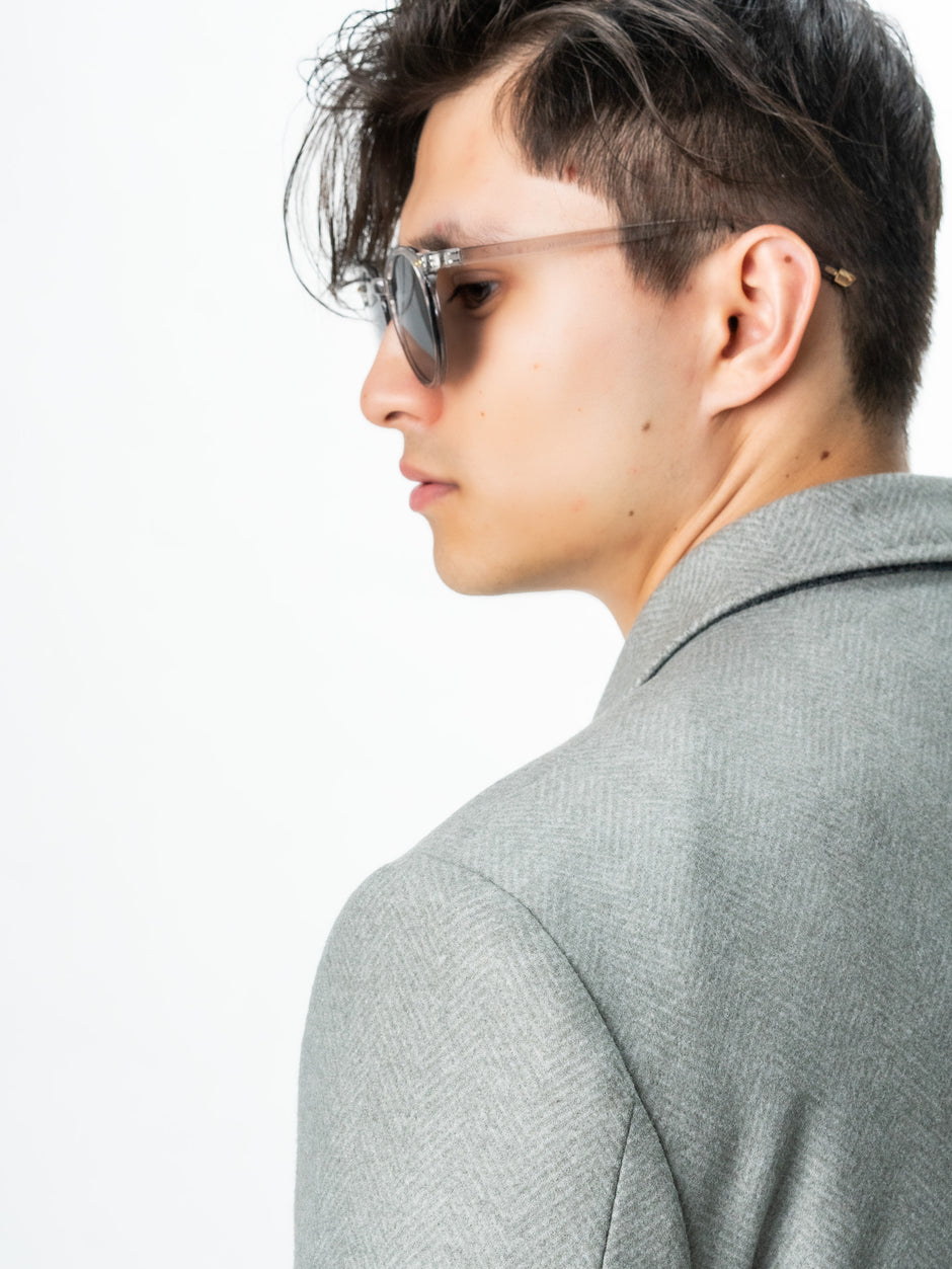 Palton Barbati Gri Din Lana Imprimeu Herringbone Bman118 (8)