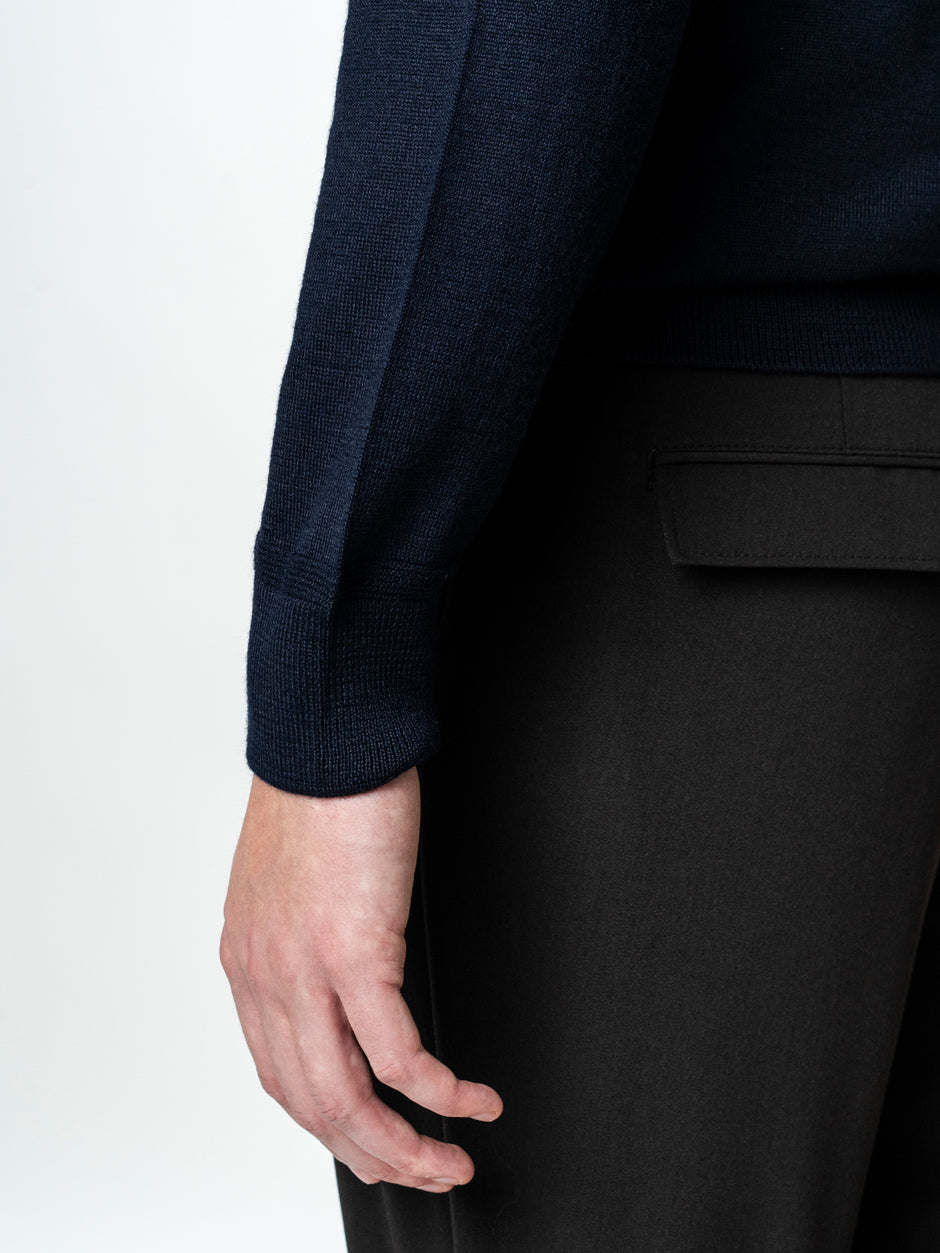 Pulover Bleumarin Barbati Cu Nasturi Tip Cardigan BMan0038 (8)