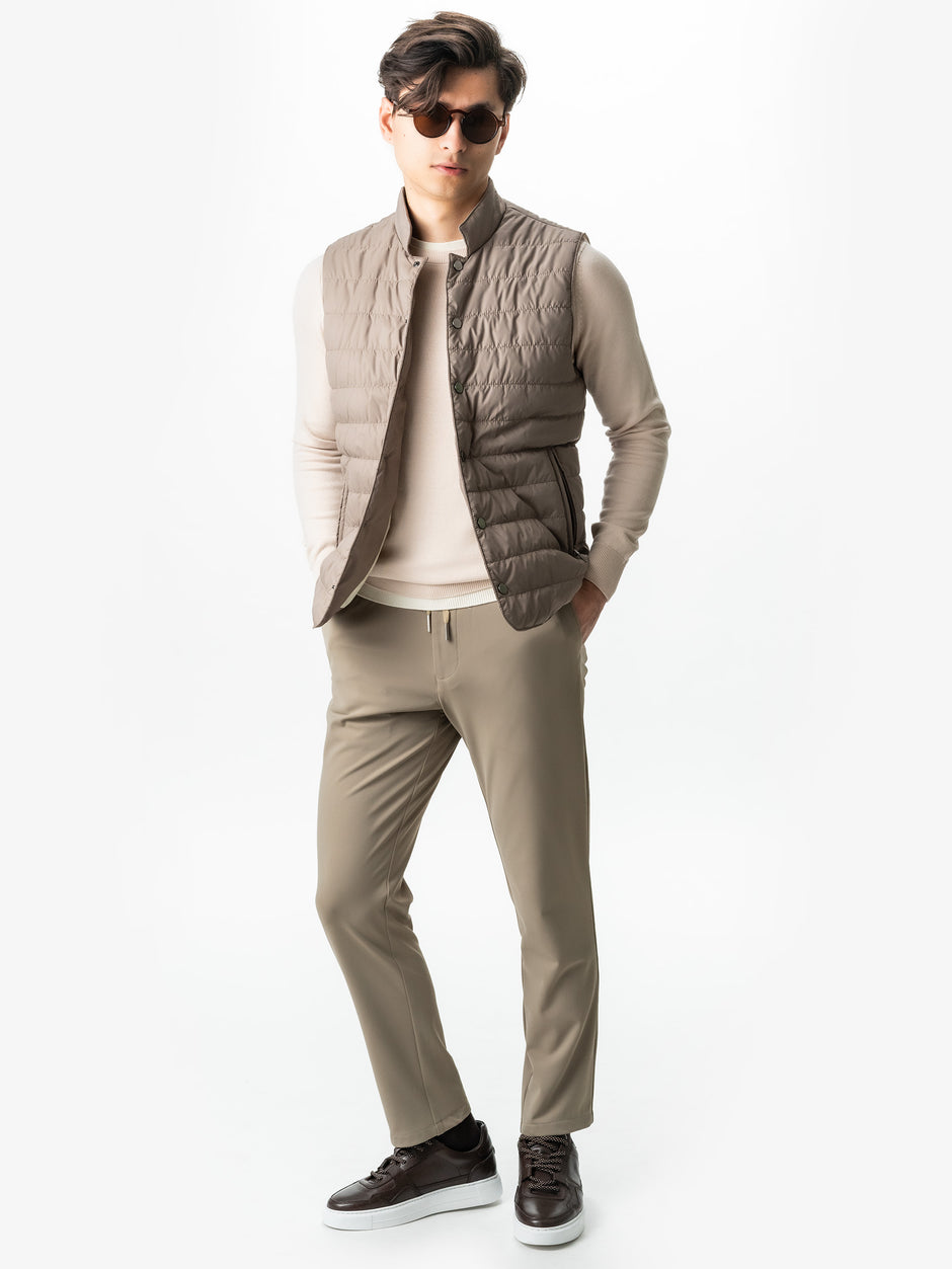 Pulover Barbati Modern Casual Crem Cu Extensie Alba Bumbac Premium Levent Cottone Toamna&Iarna  BMan0011 (7)