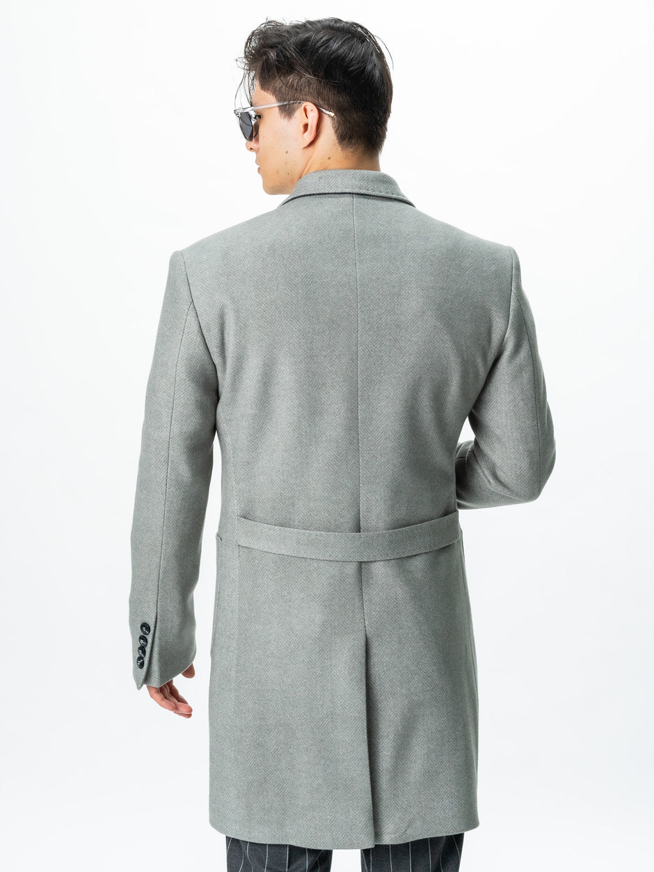 Palton Barbati Gri Din Lana Imprimeu Herringbone Bman118 (6)