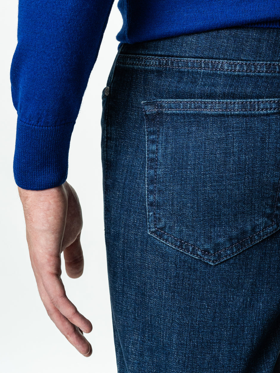 Pulover Cu Fermoar Albastru Indigo Barbati Office Lana Merino Falco BMan0003 (9)
