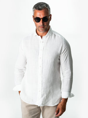 Camasa Alba De Vara Din 100% IN Natural Bărbați Confortabilă  BMan855
