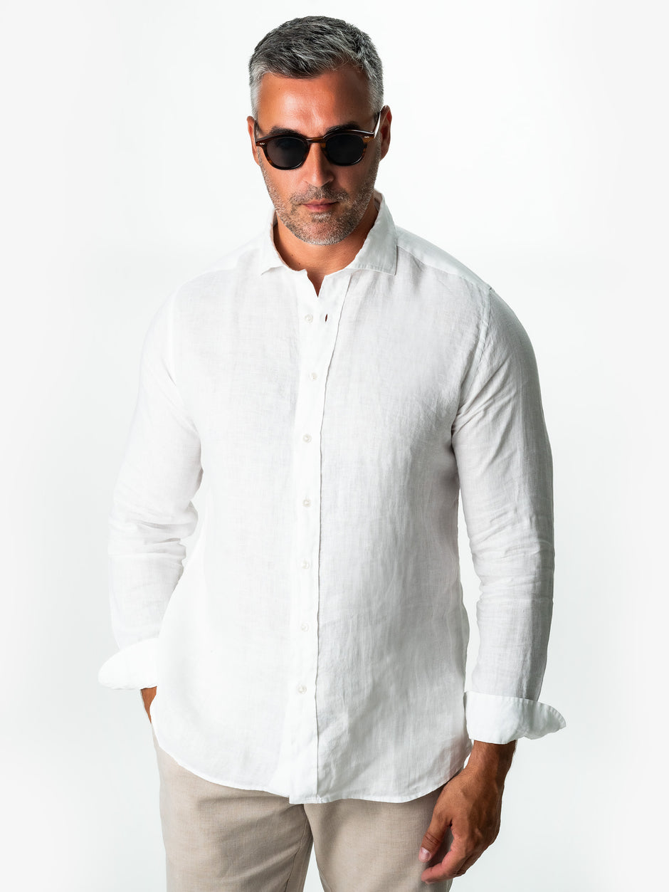 Camasa Alba De Vara Din 100% IN Natural Bărbați Confortabilă  BMan855 (1)