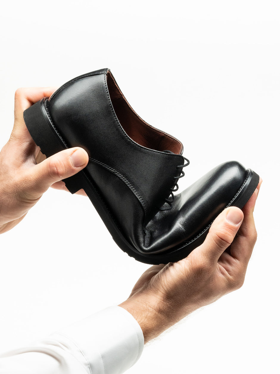 Pantofi Eleganti Barbati Negri Derby Din Piele Naturala BMan0333 (3)