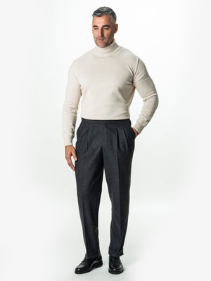 Pantaloni Barbati Negri Model Gurkha Din Lana Herringbone BMan725