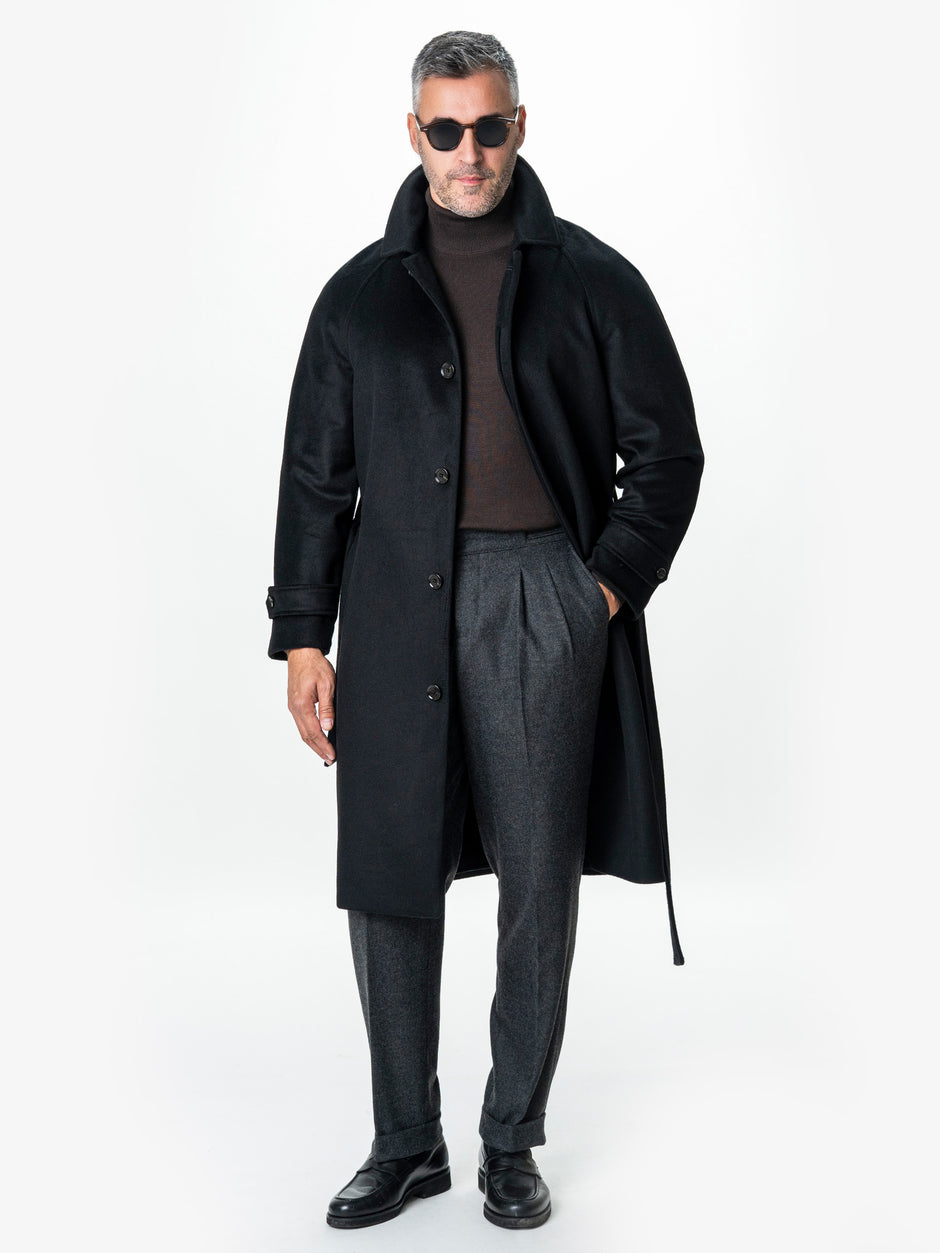 Palton Barbati Iarna Negru 100% Lana BMan0006 (2)
