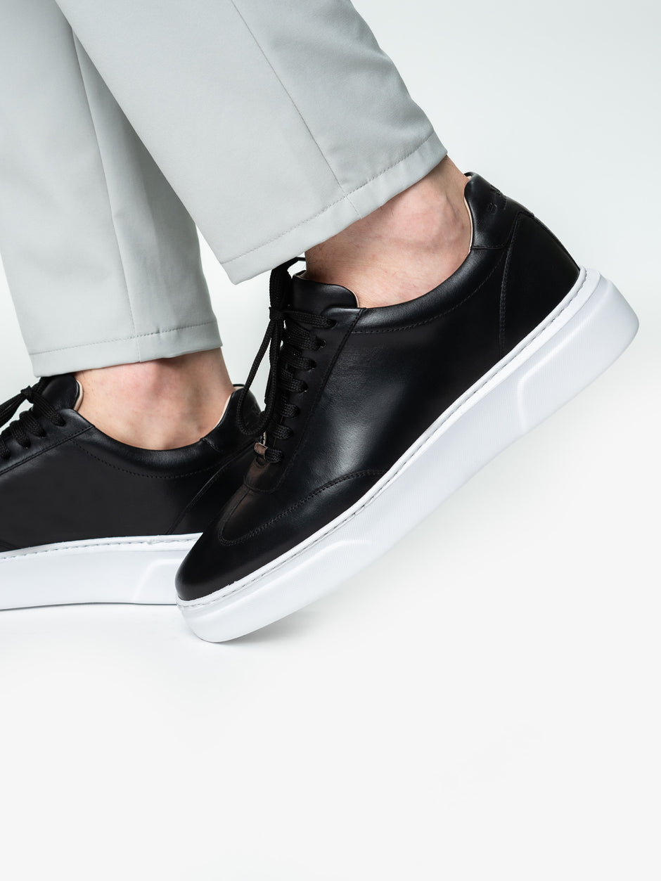 Pantofi Casual Barbati Sneakers Negru Din Piele Naturala BMan0349 (2)