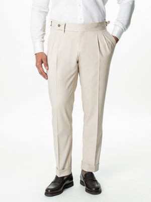 Pantaloni Cu Pense Gurkha Barbati Bej Stofa BMan703