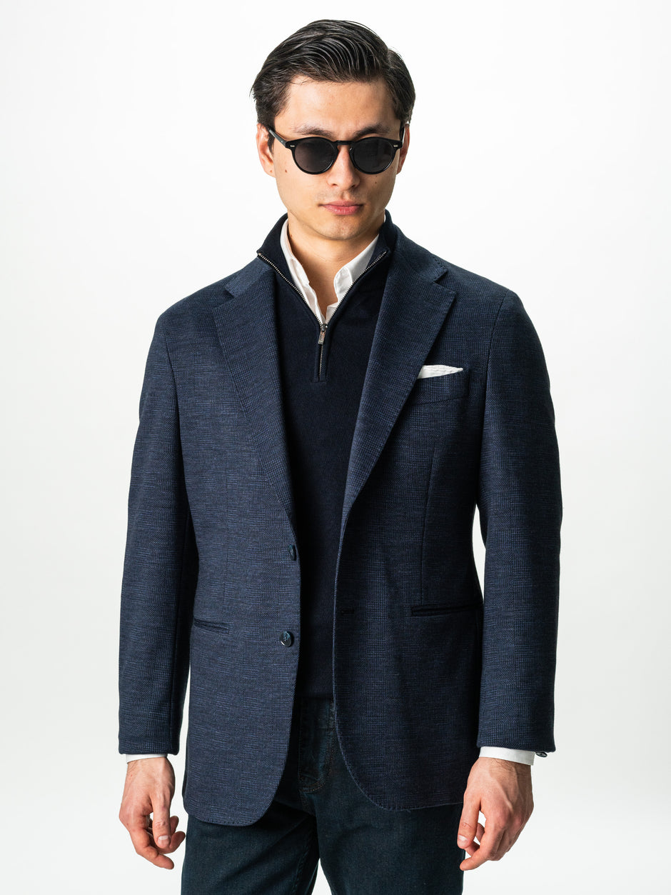 Sacou Confortabil Barbati Albastru Bleumarin Din Bumbac Cu Lana BMan0008 (4)