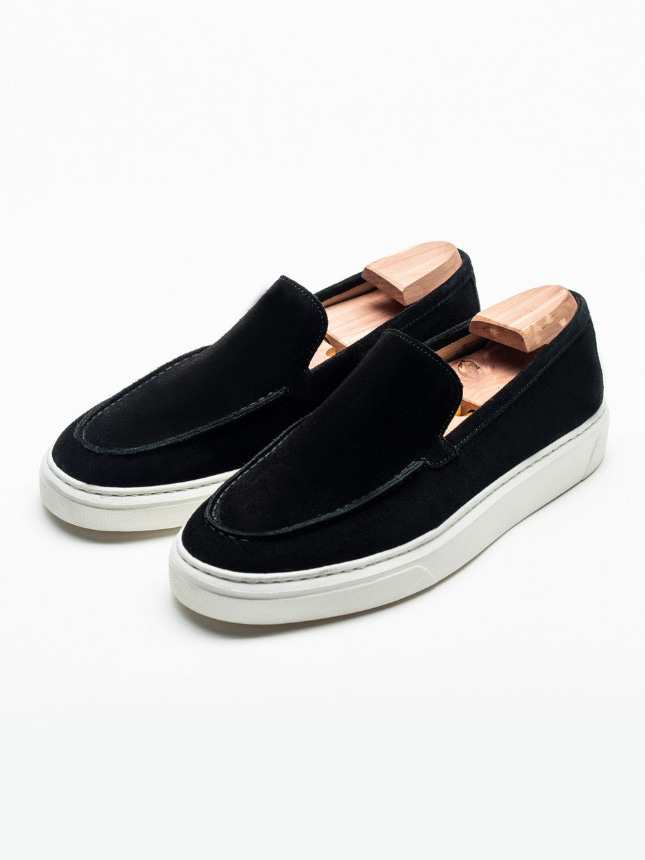 Mocasini Smart Casual Barbati Negri Din Piele Intoarsa BMan223 (2)