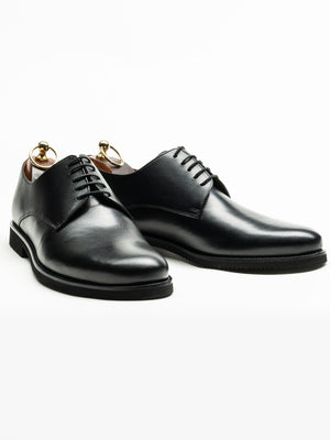 Pantofi Eleganti Barbati Negri Derby Din Piele Naturala BMan0333