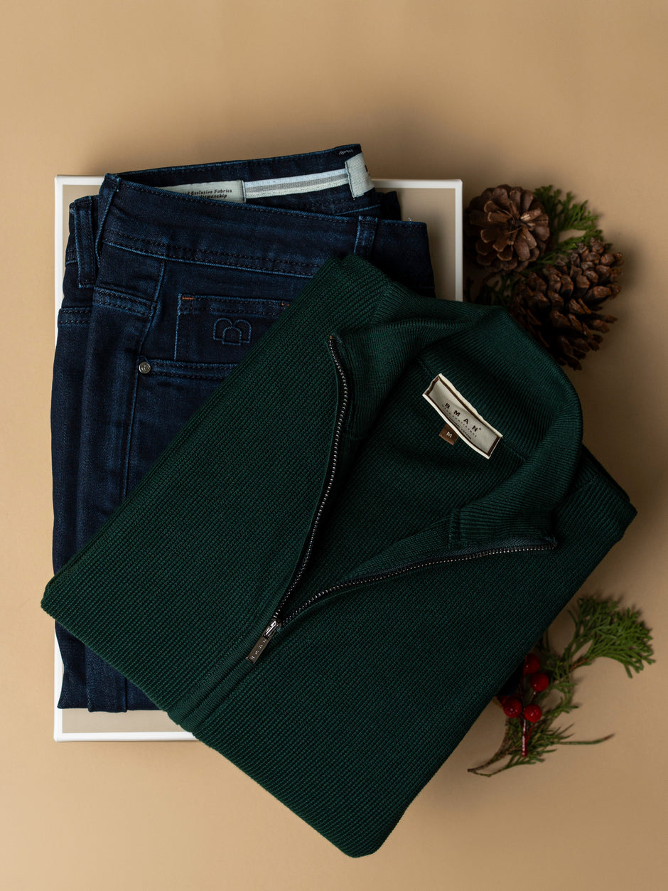 Pachet Cadou Barbati Pulover Cu Fermoar Si Blugi Bman0079 (2)