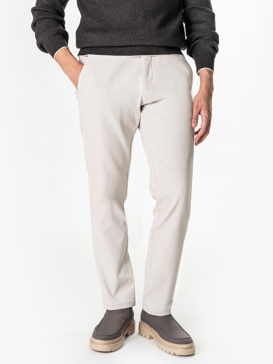 Pantaloni Chino Barbati Crem Bumbac Cu Tencel BMan0130 (3)