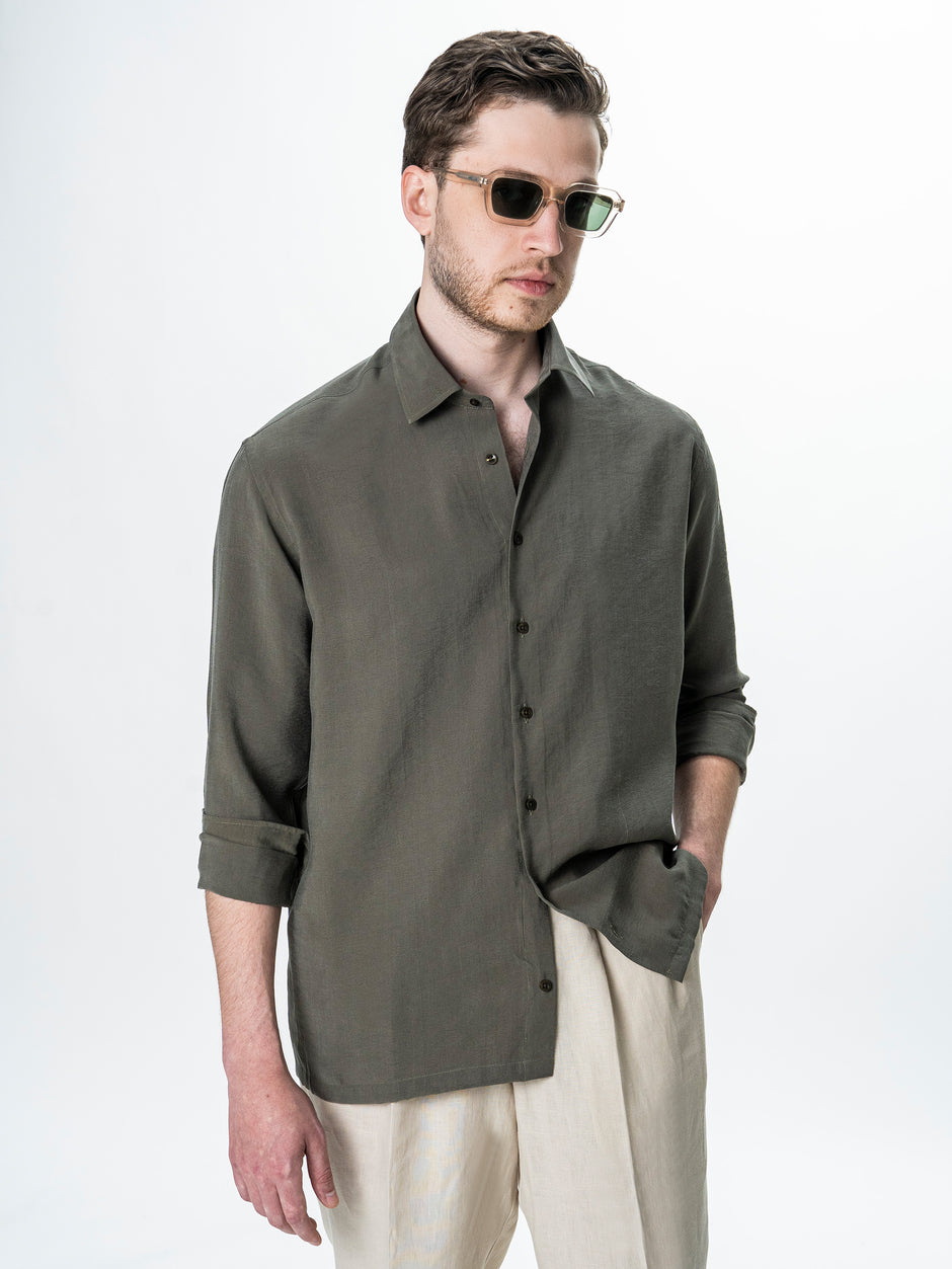 Camasa Barbati Verde Comfort Fit Tesatura Modal BMan0100 (4)