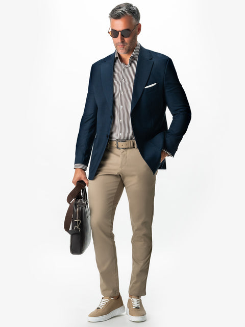 Pantaloni Office Barbati Bej Cappuccino Bumbac Natural Toamna & Iarna Design Chinos BMan521 (3)