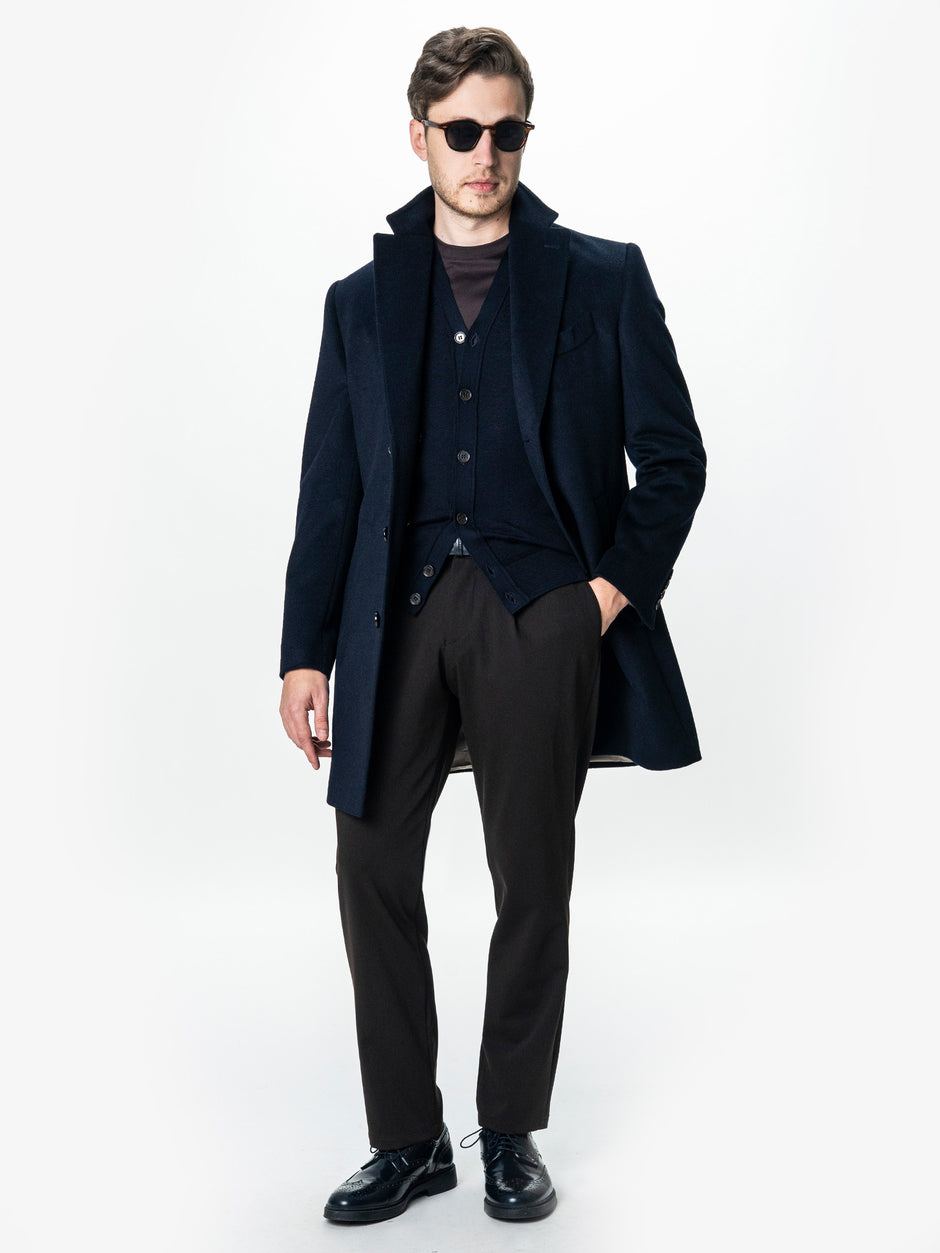 Pulover Bleumarin Barbati Cu Nasturi Tip Cardigan BMan0038 (2)