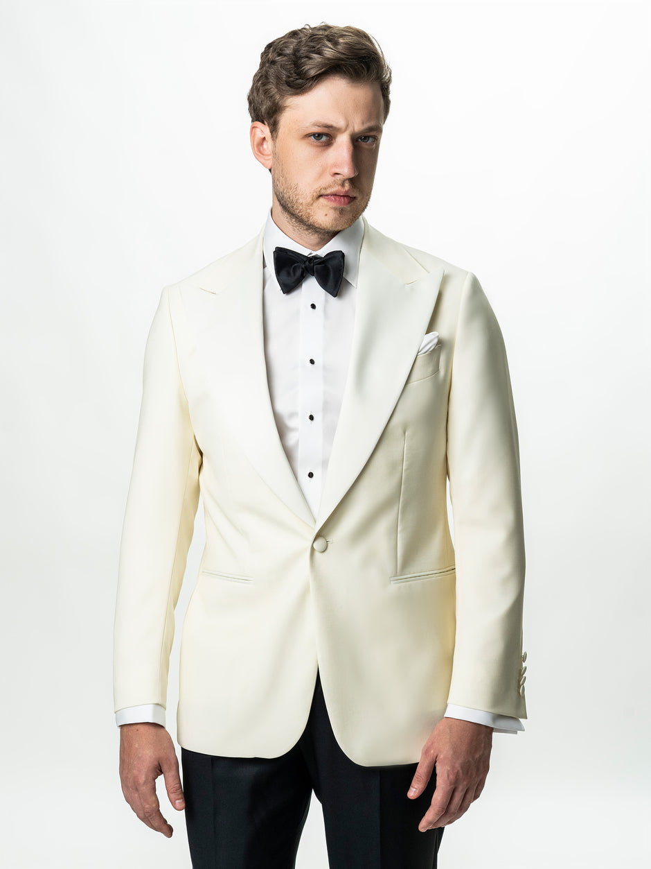 Costum de Mire Smoking Alb Ivory Lana VBC Super110's BMan341 (10)